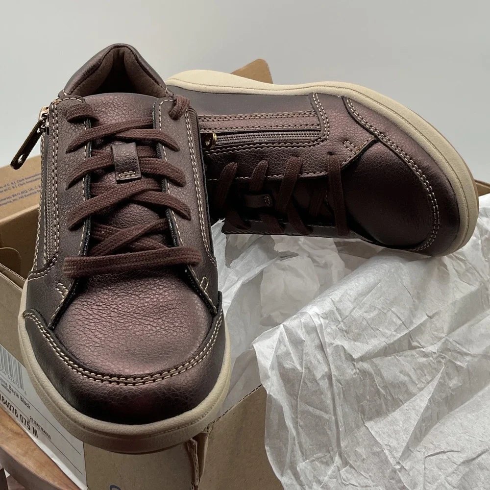 Clarks Bryianne Bayla Bronze Metallic Zip Fashion Sneakers Womens 5.5 M 26184077